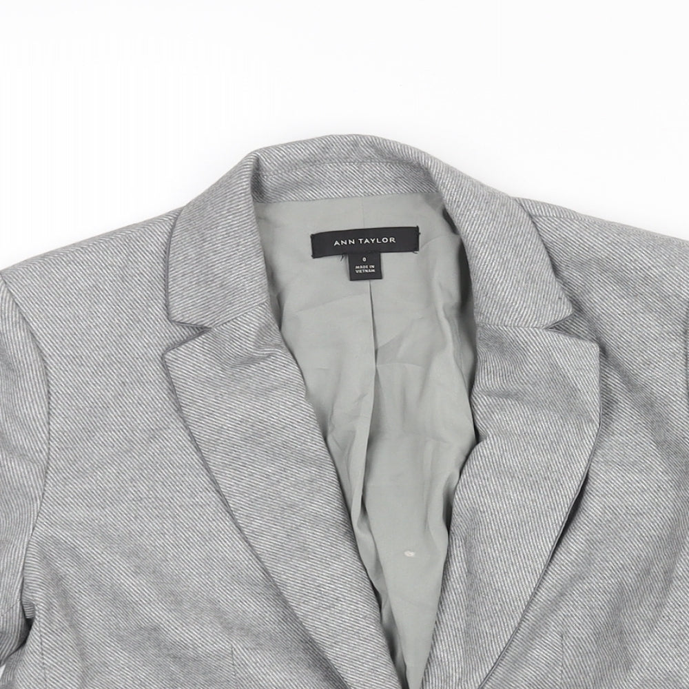 Ann Taylor Womens Grey Jacket Blazer Size 4 Button