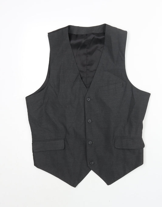 ASOS Mens Grey Polyester Jacket Suit Waistcoat Size 40 Regular