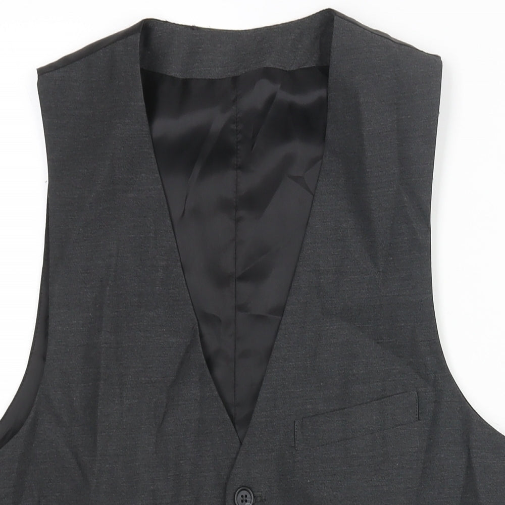 ASOS Mens Grey Polyester Jacket Suit Waistcoat Size 40 Regular