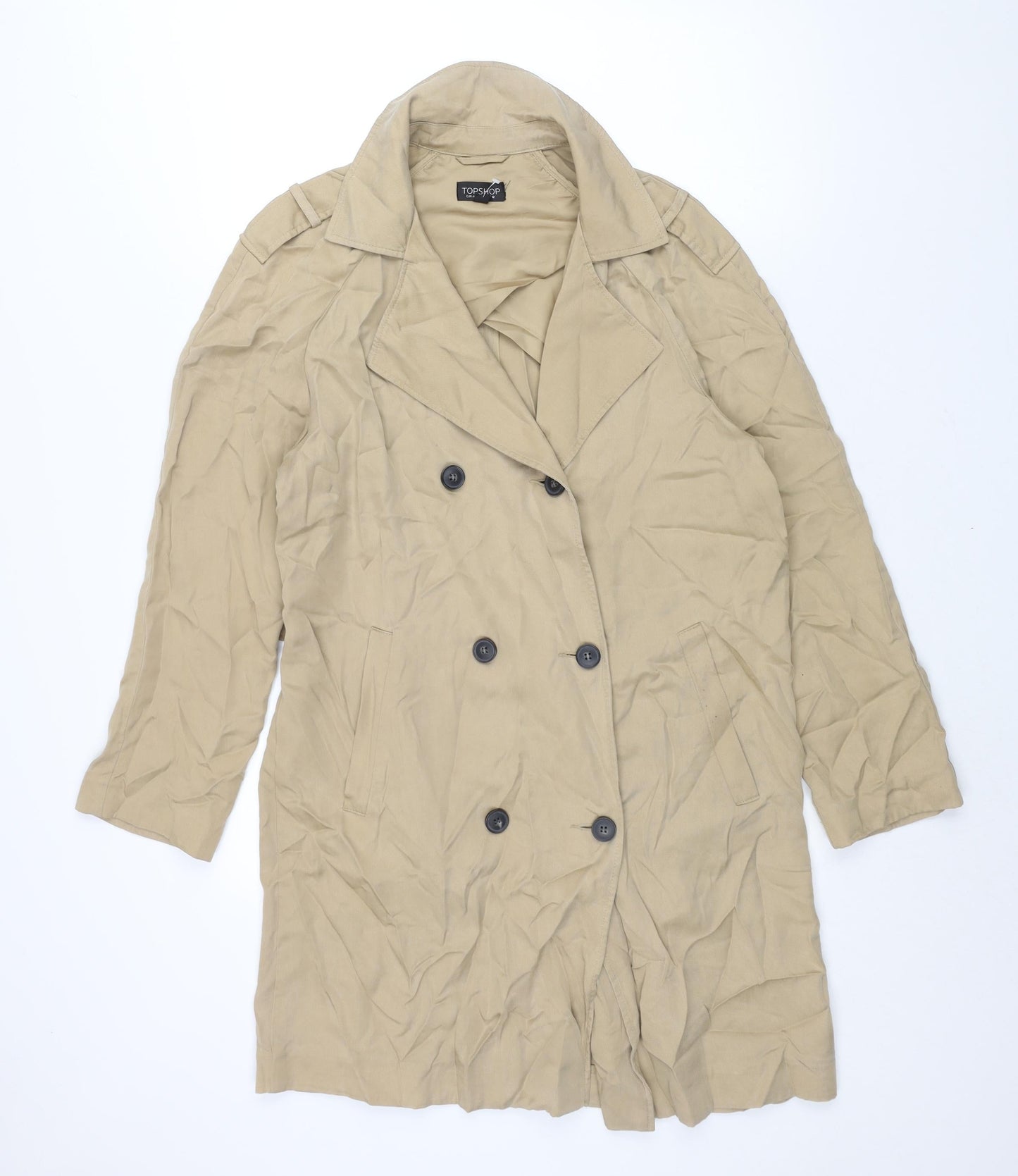 Womens UK Size 12 Topshop Beige Trench Coat