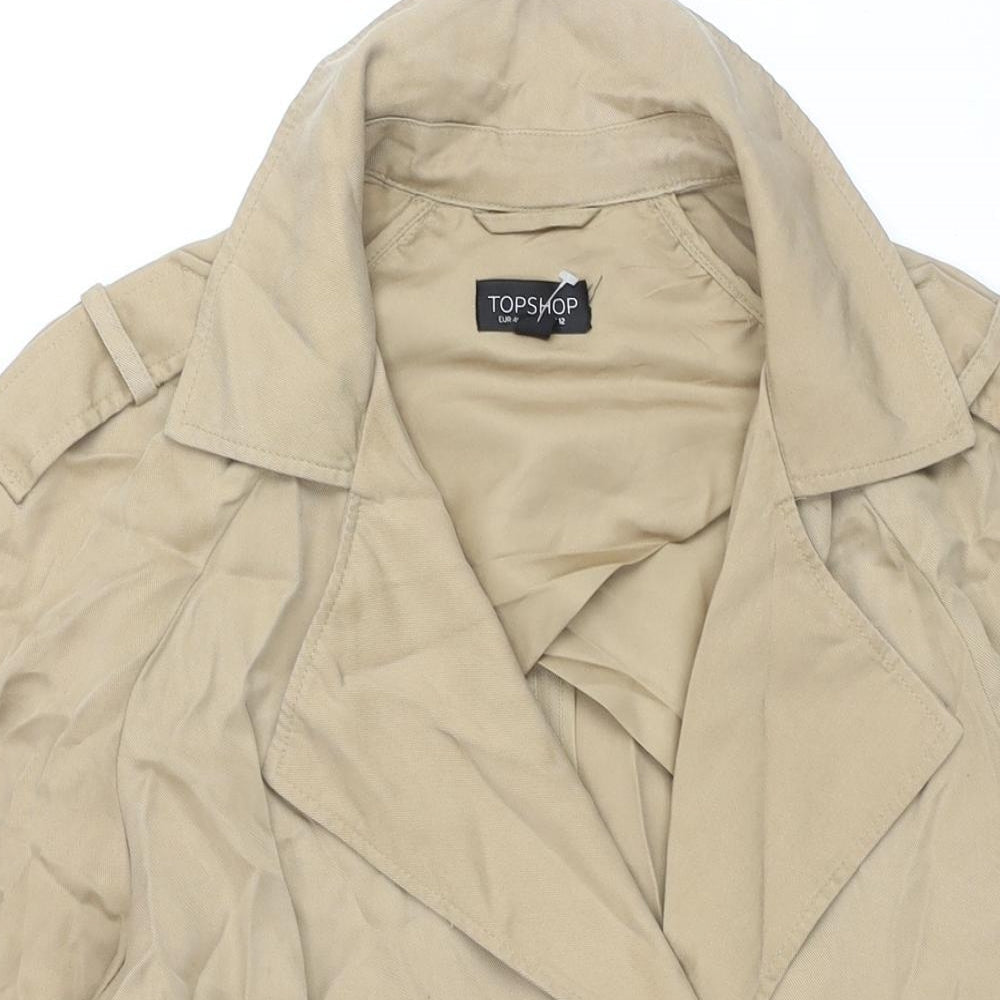Womens UK Size 12 Topshop Beige Trench Coat