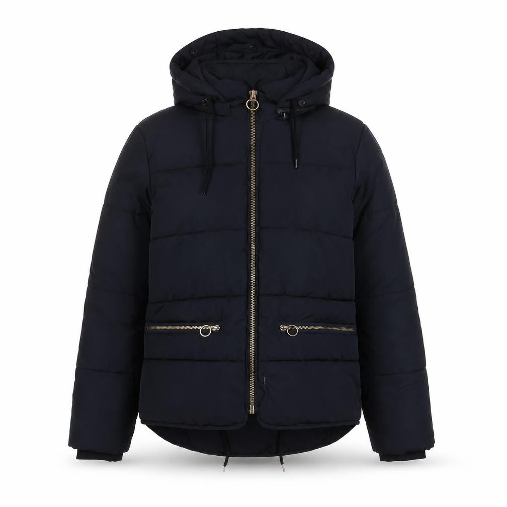 Topshop Womens Blue Quilted Coat Size 6 Zip - Zip Pockets