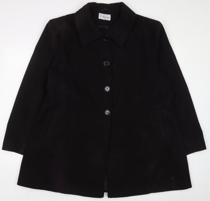 Classic Womens Black Overcoat Coat Size 24 Button - Pockets