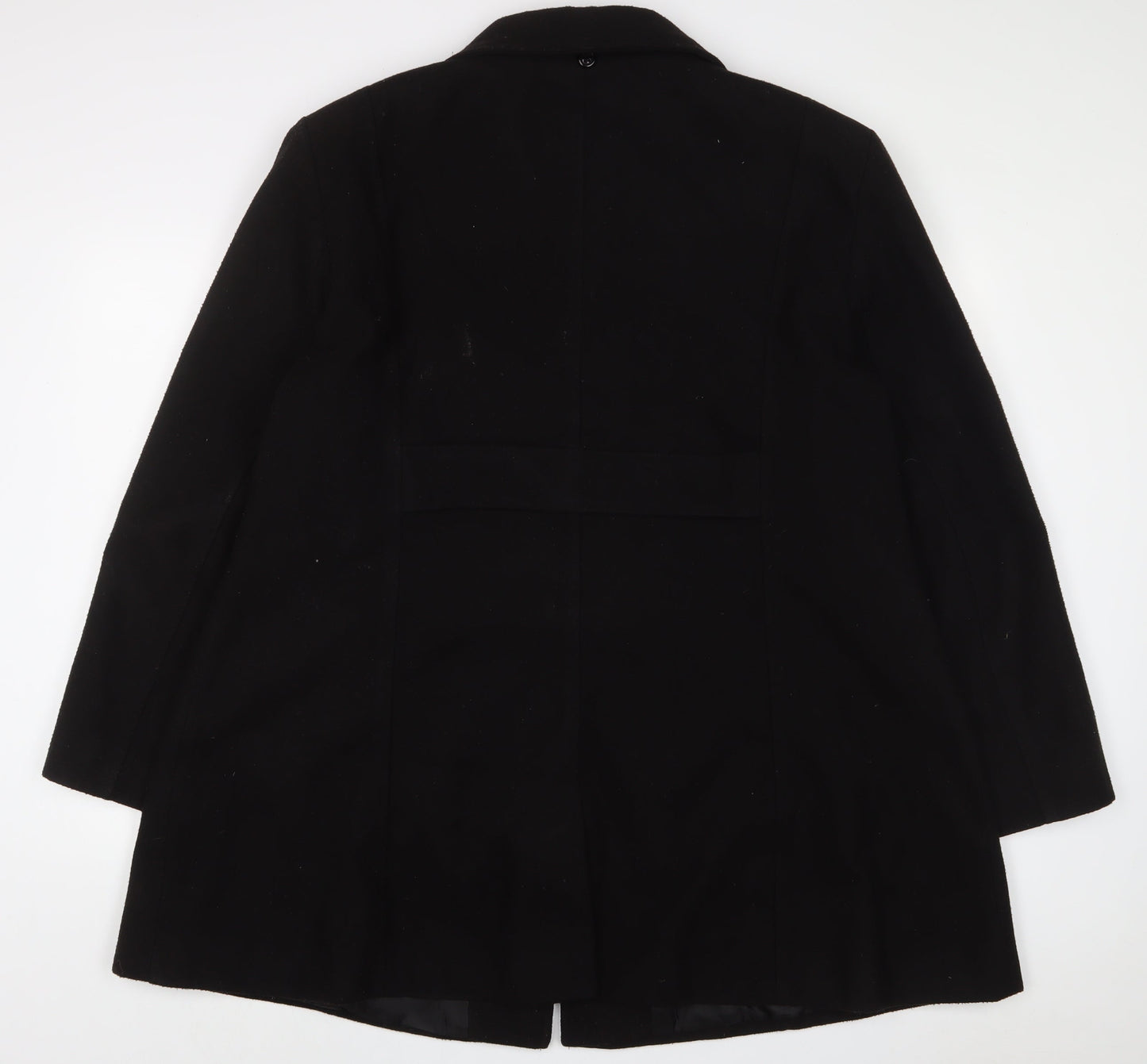 Classic Womens Black Overcoat Coat Size 24 Button - Pockets