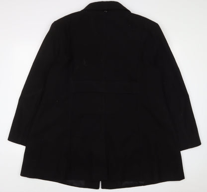 Classic Womens Black Overcoat Coat Size 24 Button - Pockets