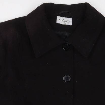 Classic Womens Black Overcoat Coat Size 24 Button - Pockets