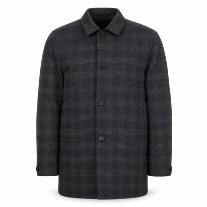 Marks & Spencer Mens Grey Plaid Jacket Coat Size M Button - Pockets