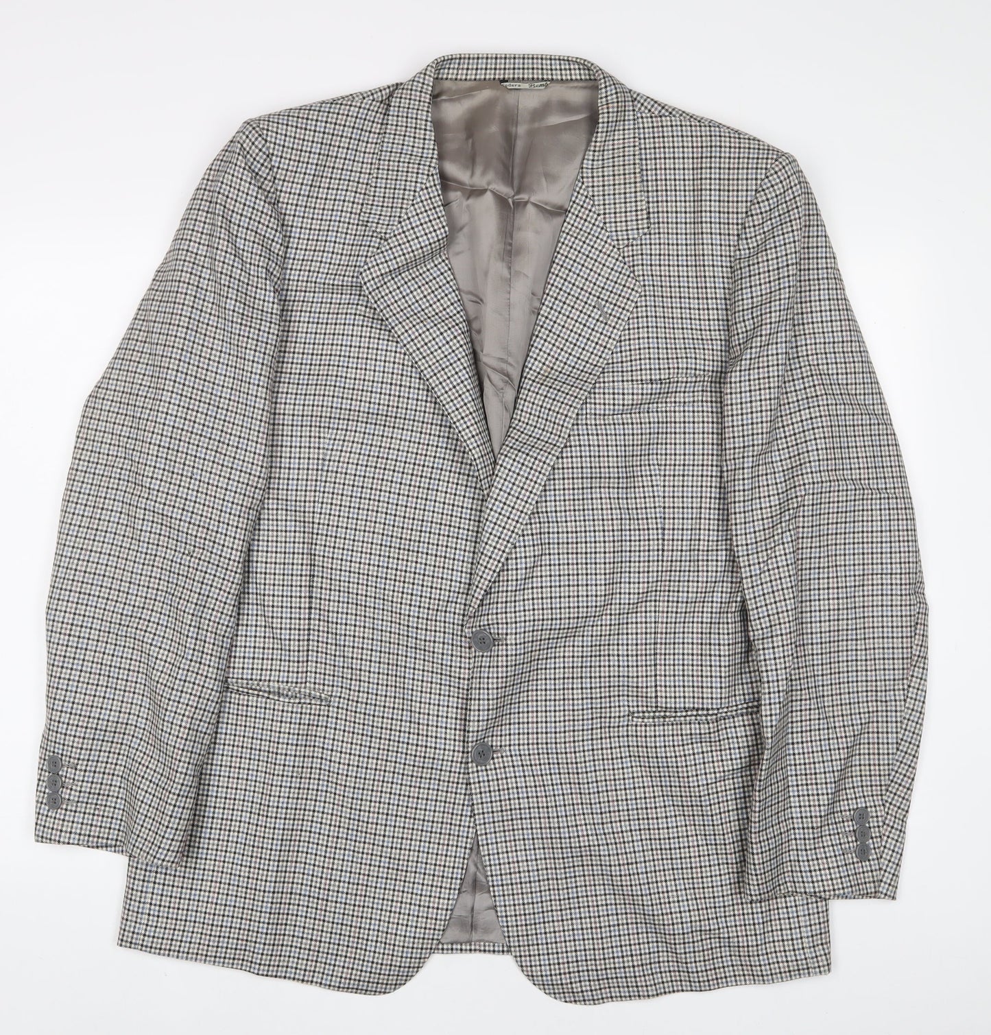 Sergio Valentino Mens Grey Plaid Wool Jacket Suit Jacket Size 44 Regular