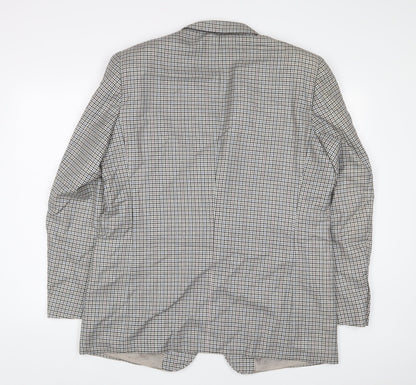 Sergio Valentino Mens Grey Plaid Wool Jacket Suit Jacket Size 44 Regular