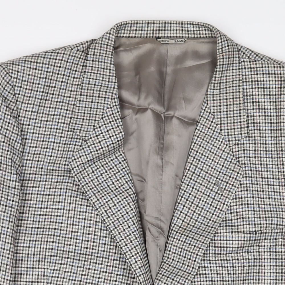 Sergio Valentino Mens Grey Plaid Wool Jacket Suit Jacket Size 44 Regular