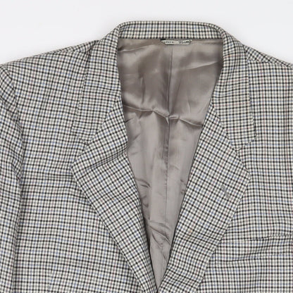 Sergio Valentino Mens Grey Plaid Wool Jacket Suit Jacket Size 44 Regular