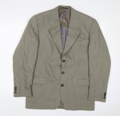 Culter & Co Mens Green Wool Jacket Suit Jacket Size 38 Regular