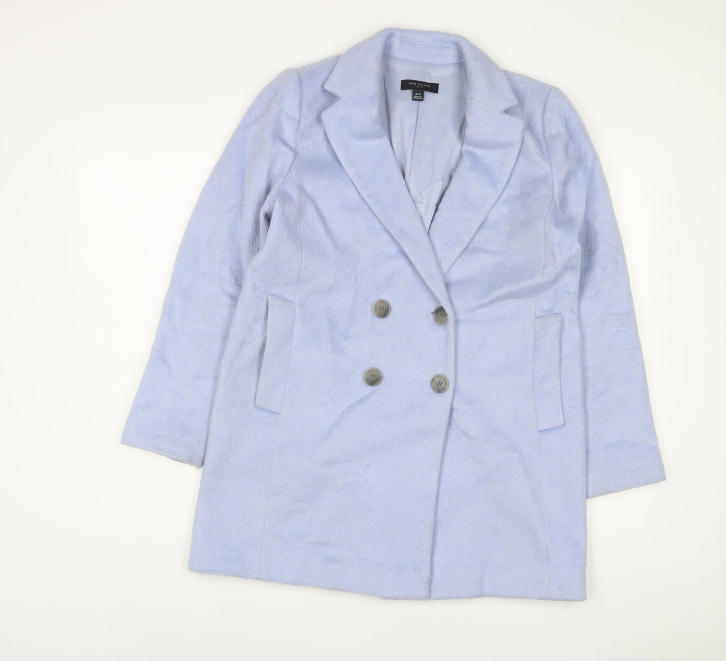 Ann Taylor Womens Blue Overcoat Coat Size S Button