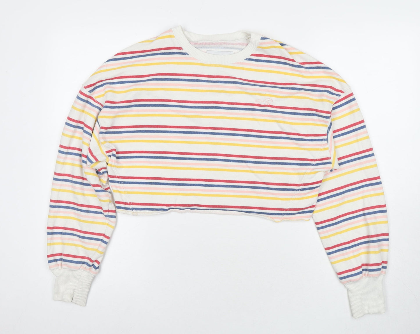 Hollister Womens Multicoloured Striped Cotton Pullover Hoodie Size S Pullover