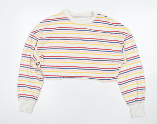 Hollister Womens Multicoloured Striped Cotton Pullover Hoodie Size S Pullover