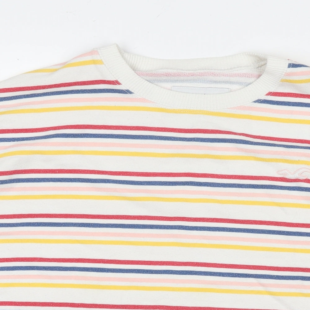 Hollister Womens Multicoloured Striped Cotton Pullover Hoodie Size S Pullover