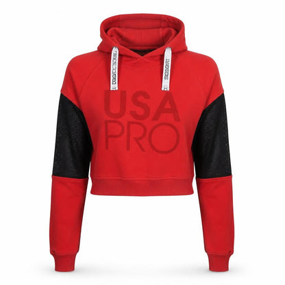 USA Pro Womens Red Cotton Pullover Hoodie Size 10 Pullover - Logo