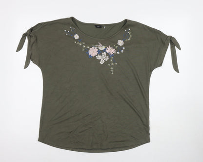 Womens UK Size 14 M&Co Green Basic T-Shirt