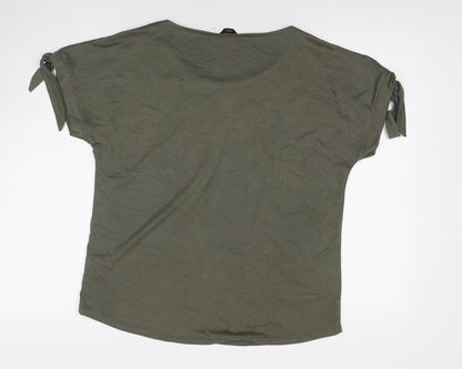 Womens UK Size 14 M&Co Green Basic T-Shirt