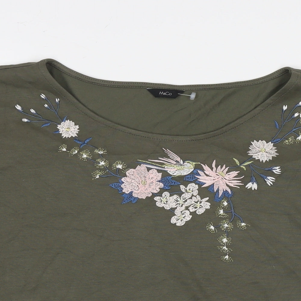 Womens UK Size 14 M&Co Green Basic T-Shirt