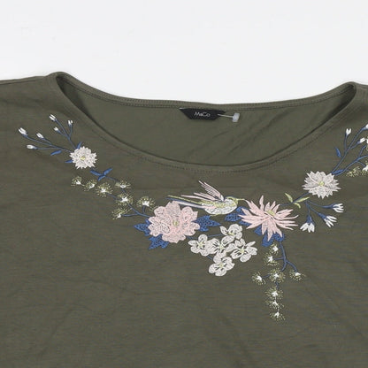 Womens UK Size 14 M&Co Green Basic T-Shirt