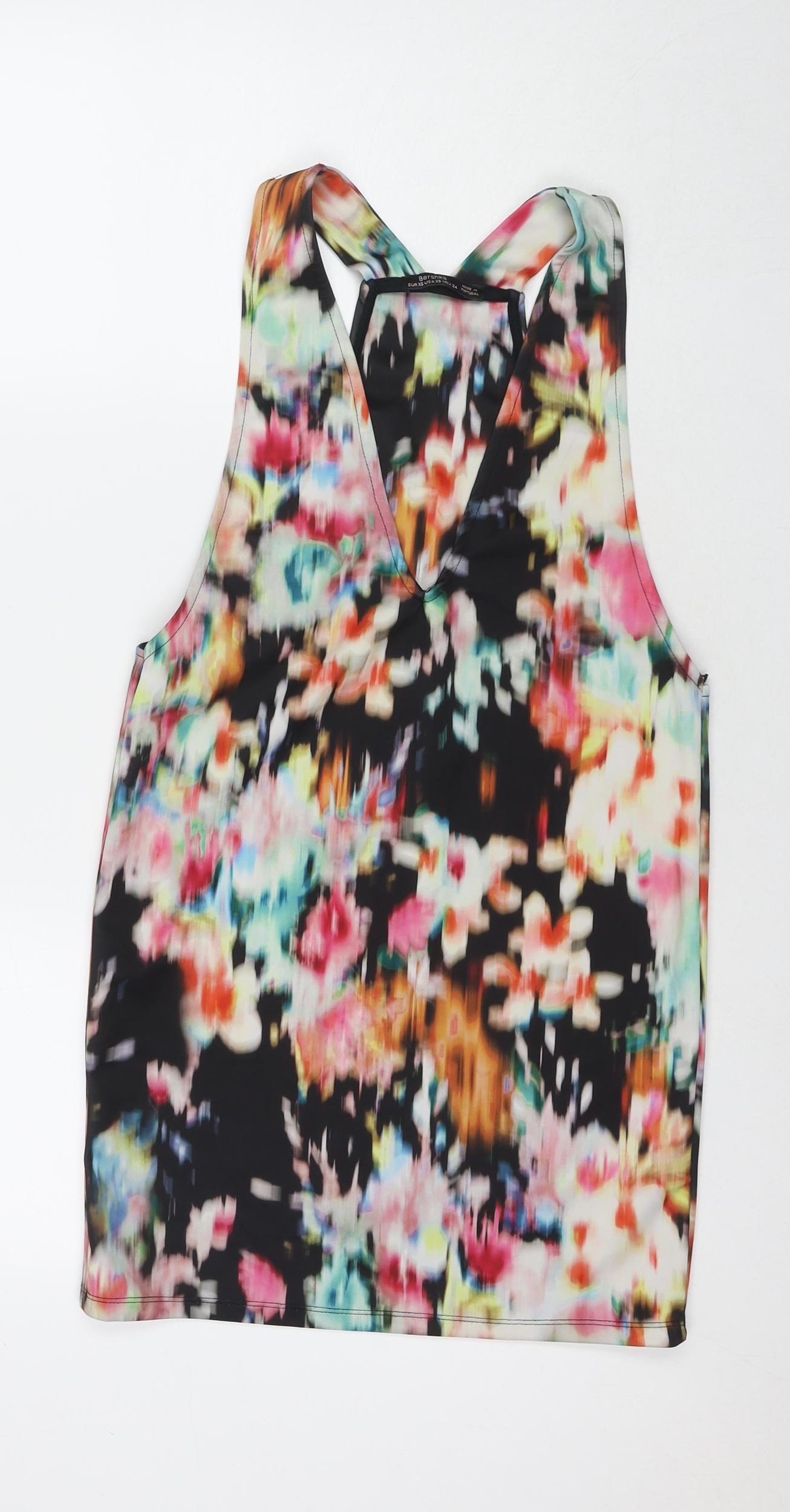 Womens UK Size XS Bershka Multicoloured Basic Tank