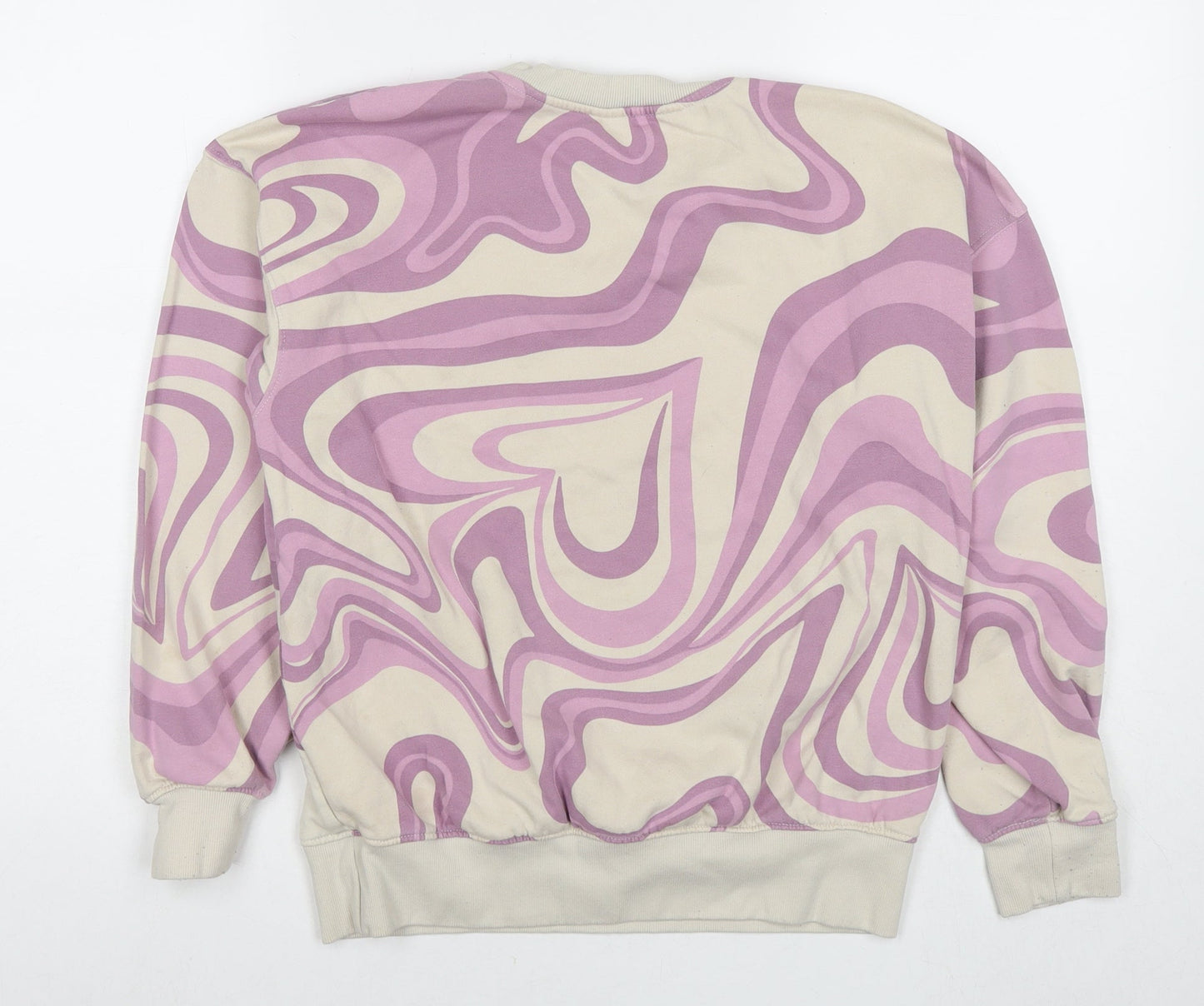 H&M Girls Multicoloured Geometric Cotton Pullover Sweatshirt Size 10-11 Years Pullover - Age 10-12 Years