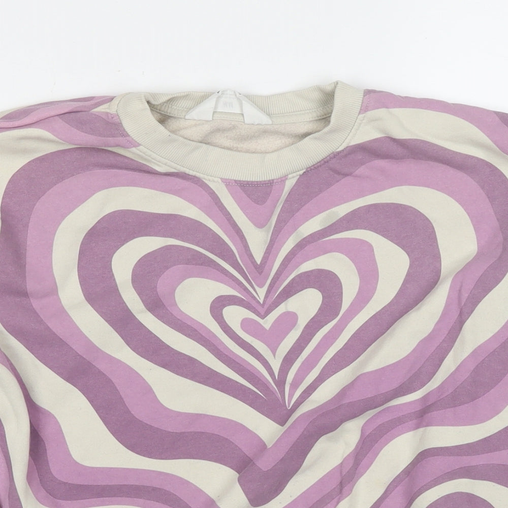 H&M Girls Multicoloured Geometric Cotton Pullover Sweatshirt Size 10-11 Years Pullover - Age 10-12 Years
