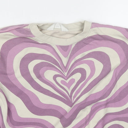 H&M Girls Multicoloured Geometric Cotton Pullover Sweatshirt Size 10-11 Years Pullover - Age 10-12 Years