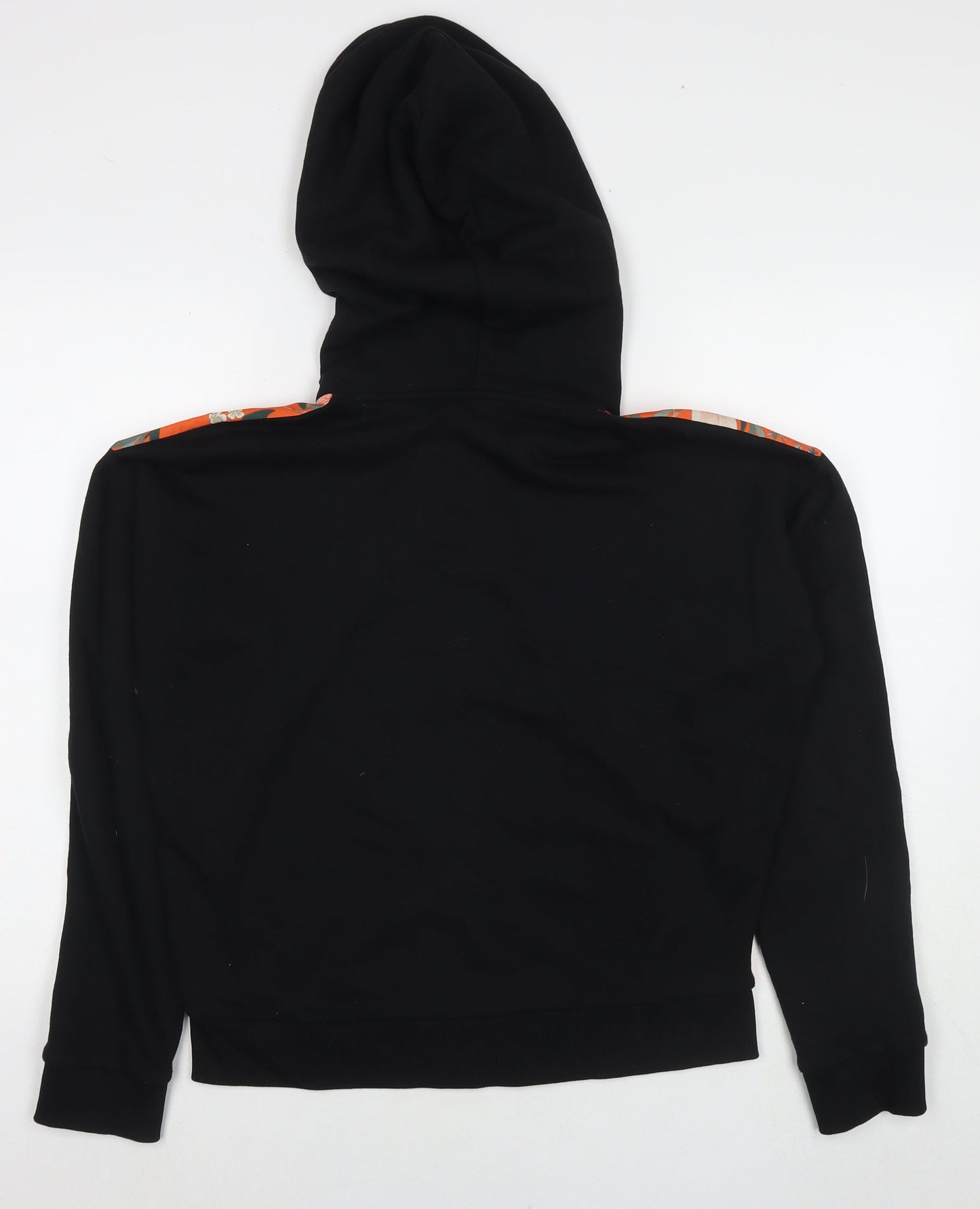Topshop Womens Black Floral Polyester Full Zip Hoodie Size 8 Zip