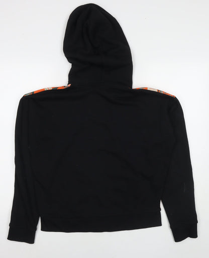 Topshop Womens Black Floral Polyester Full Zip Hoodie Size 8 Zip