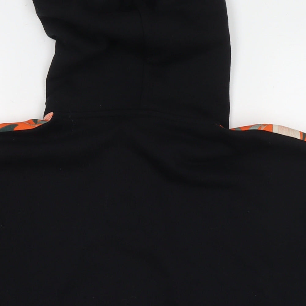 Topshop Womens Black Floral Polyester Full Zip Hoodie Size 8 Zip