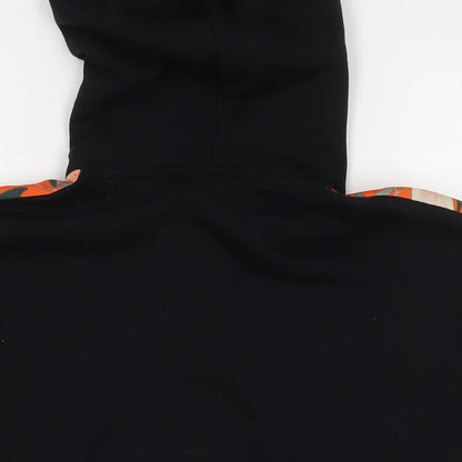 Topshop Womens Black Floral Polyester Full Zip Hoodie Size 8 Zip