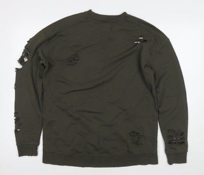 Joe's Mens Green Polyester Pullover Sweatshirt Size XS - Ripped Detail