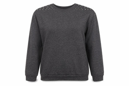 Glamorous Womens Grey Polyester Pullover Sweatshirt Size 14 Pullover - Studs Detail