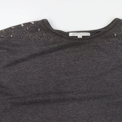 Glamours Womens Grey Polyester Pullover Sweatshirt Size 14 Pullover - Studs Detail