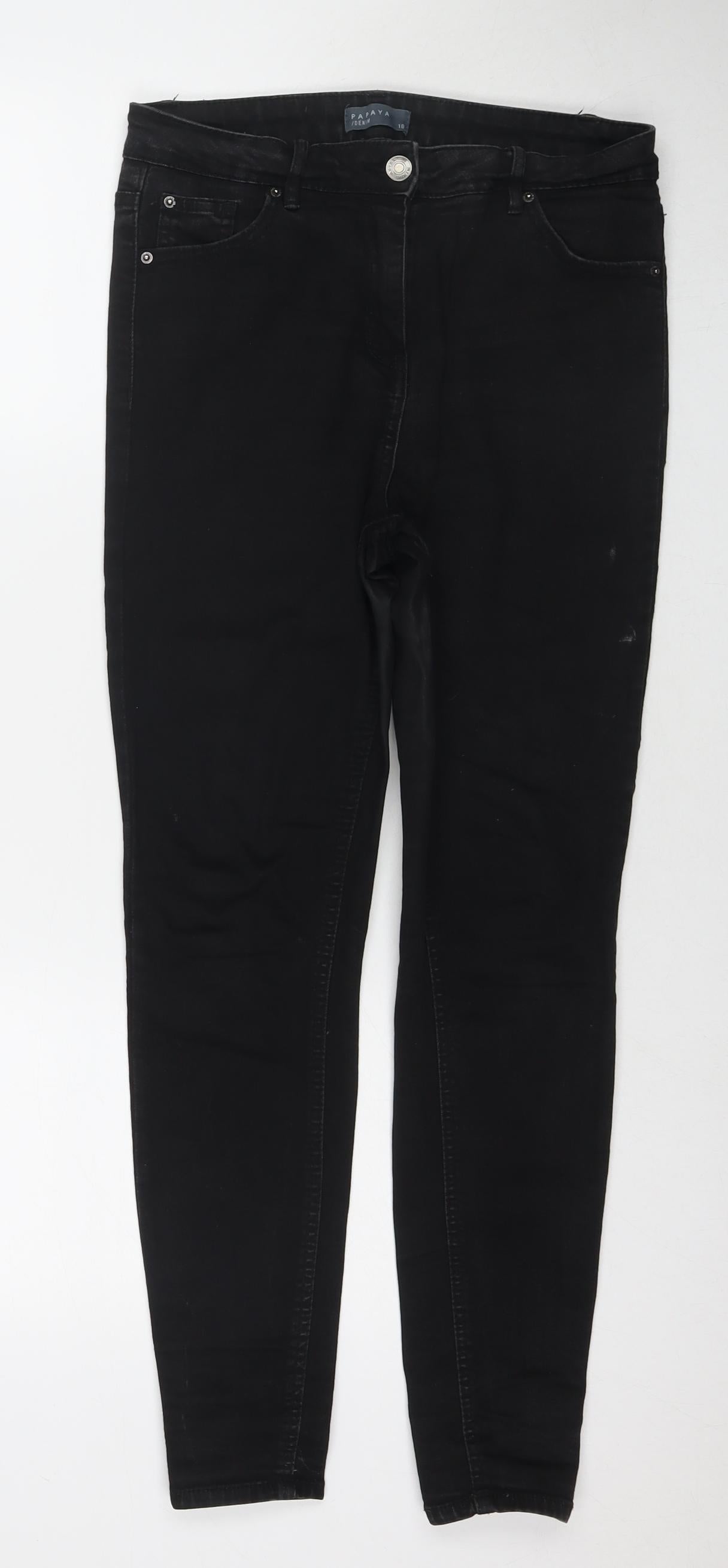 Womens UK Size 10 Papaya Regular Fit Skinny Black Jeans