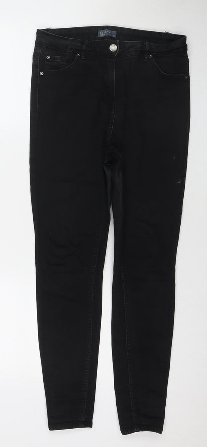 Womens UK Size 10 Papaya Regular Fit Skinny Black Jeans