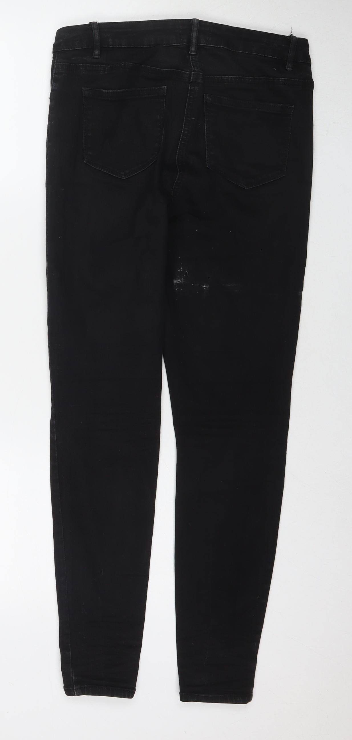 Womens UK Size 10 Papaya Regular Fit Skinny Black Jeans