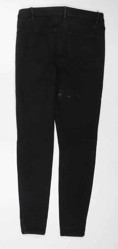 Womens UK Size 10 Papaya Regular Fit Skinny Black Jeans