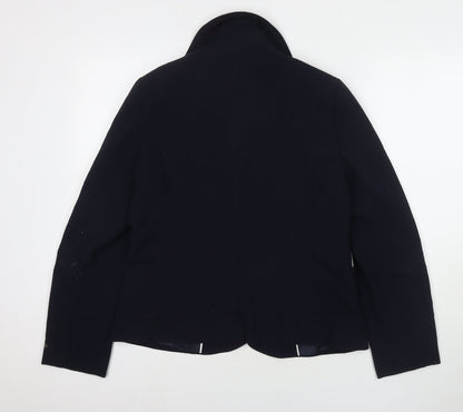EWM Womens Blue Jacket Blazer Size 12 Button