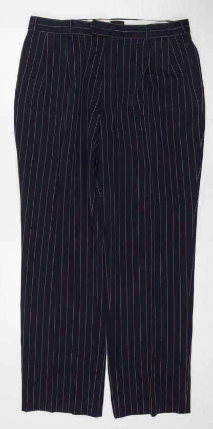 Mens UK Size 35 in Vital Regular Fit  Blue Trousers