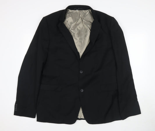 Mens UK Size 46 Topman Regular Black Suit Jacket