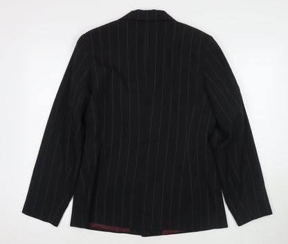 AMARANTO Womens Black Jacket Blazer Size 14 Button