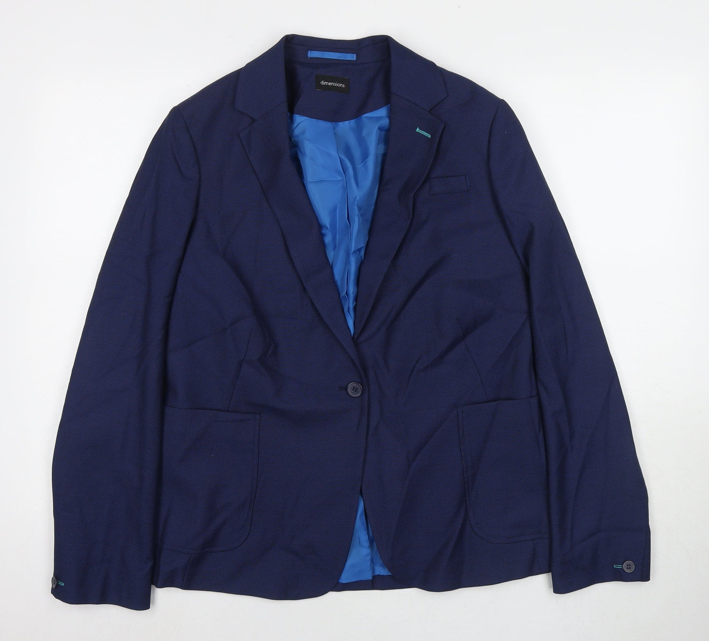 Dimentions Womens Blue Jacket Blazer Size 14 Button