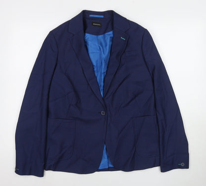 Dimentions Womens Blue Jacket Blazer Size 14 Button