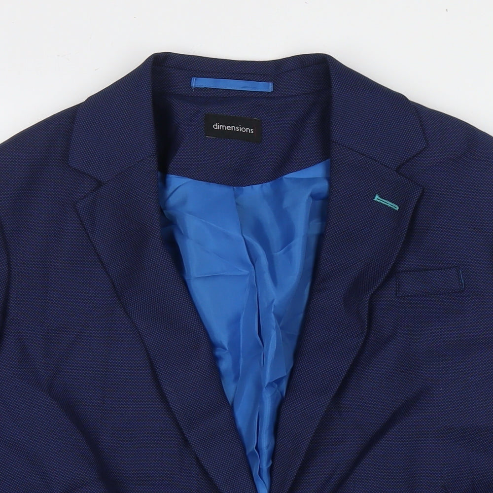 Dimentions Womens Blue Jacket Blazer Size 14 Button