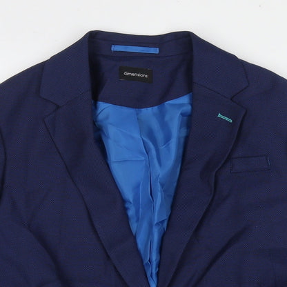 Dimentions Womens Blue Jacket Blazer Size 14 Button