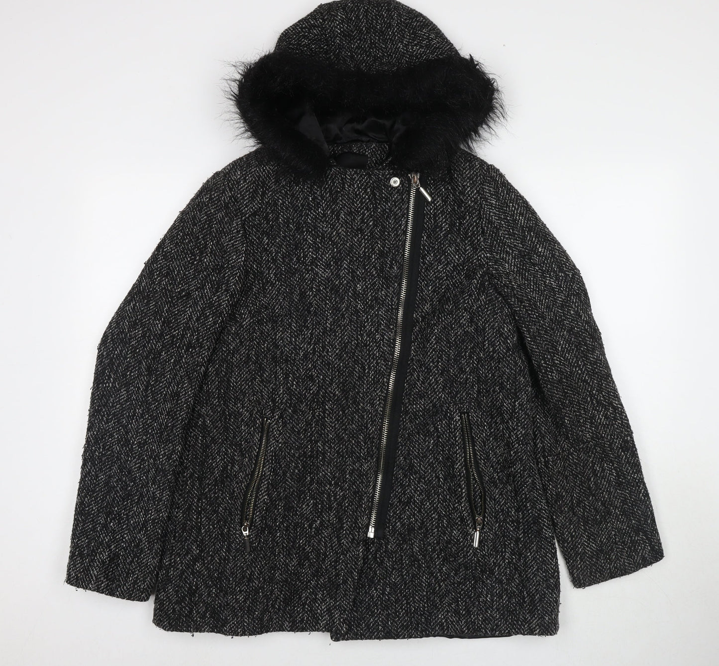 Womens UK Size 12 New Look Black Overcoat