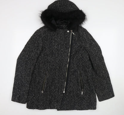 Womens UK Size 12 New Look Black Overcoat